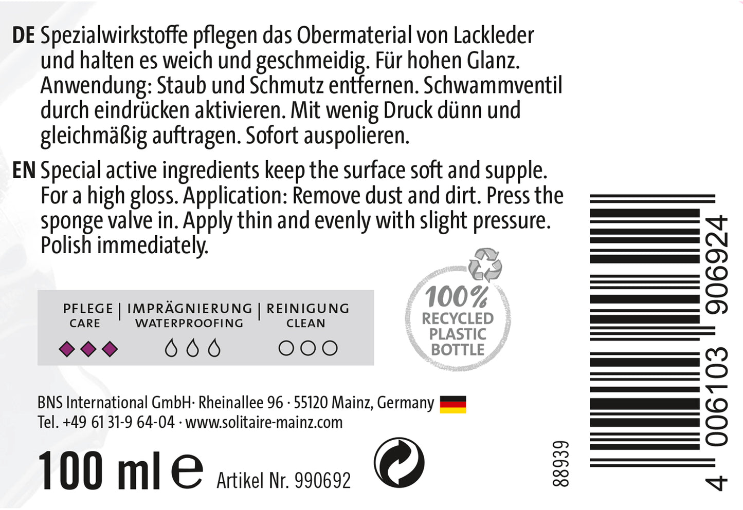 Solitaire Lack Lederöl